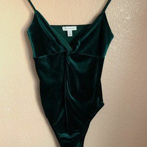 Topshop Velvet Emerald Green Bodysuit